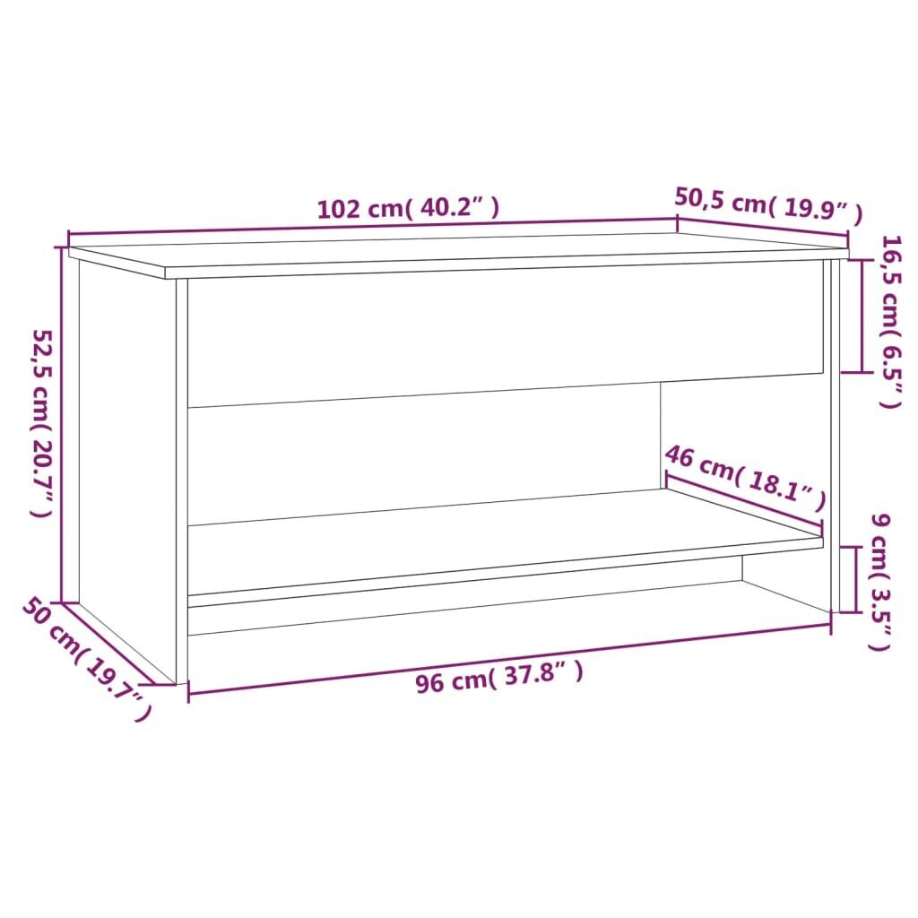 vidaXL kohvilaud, suitsutatud tamm, 102 x 50 x 52,5 cm, tehispuit цена и информация | Diivanilauad | kaup24.ee