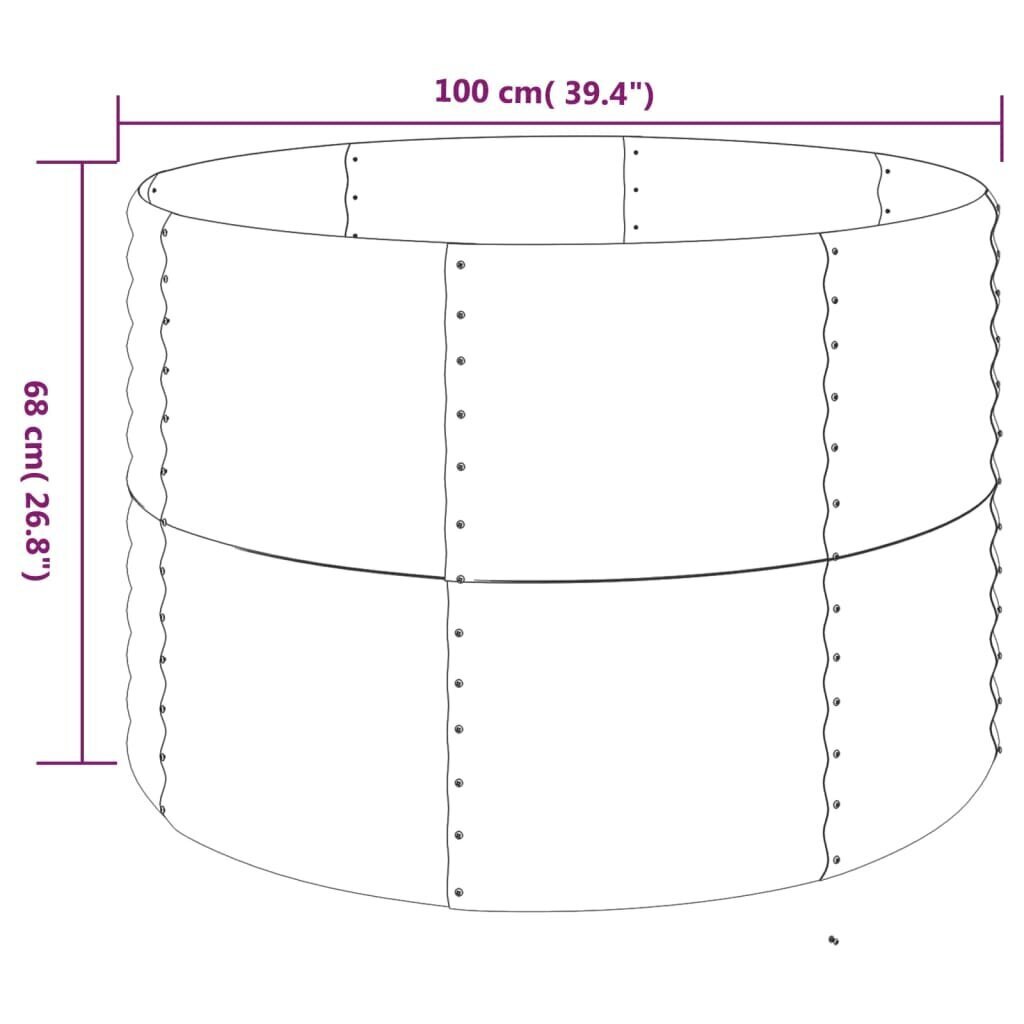 vidaXL aia taimekast, pulbervärvitud teras, 100x100x68 cm, hõbedane hind ja info | Istutus- ja turbapotid | kaup24.ee