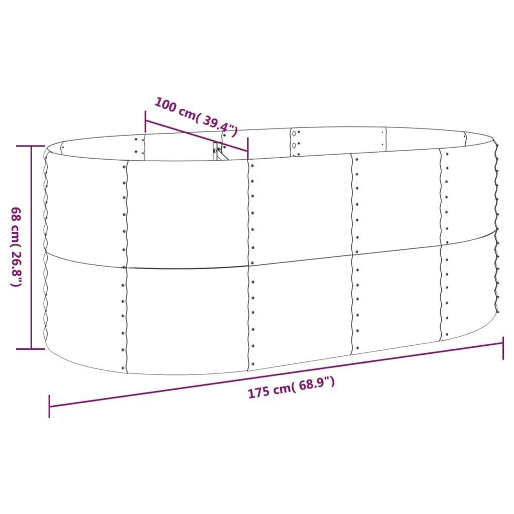 vidaXL aia taimekast, pulbervärvitud teras, 175x100x68 cm, roheline hind ja info | Dekoratiivsed lillepotid | kaup24.ee