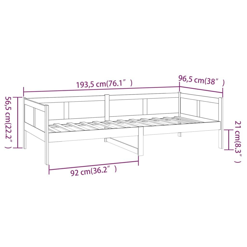 vidaXL päevavoodi, männipuit, 90 x 190 cm цена и информация | Voodid | kaup24.ee