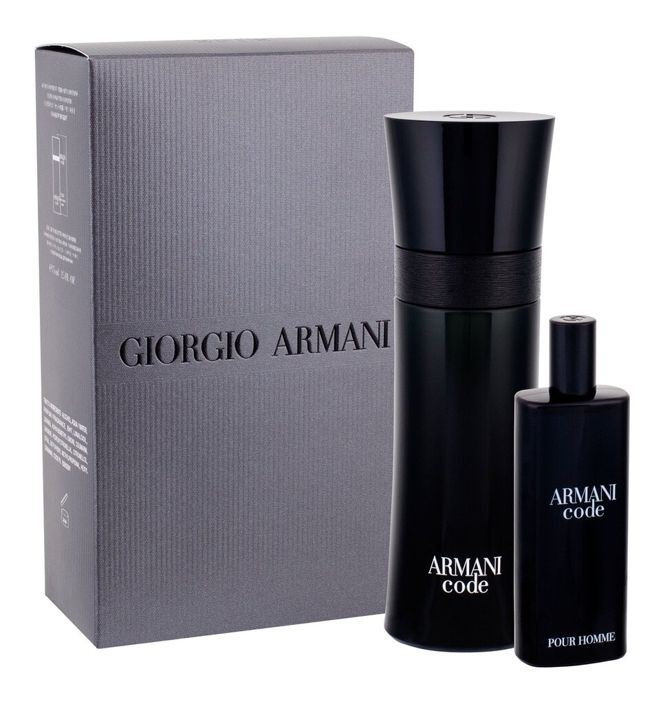 Komplekt Giorgio Armani Black Code: EDT meestele 75 ml + miniversioon 15 ml цена и информация | Meeste parfüümid | kaup24.ee