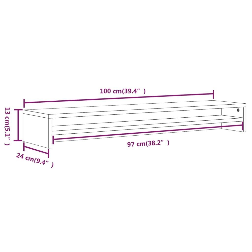 vidaXL monitorialus, pruun tamm, 100 x 24 x 13 cm, tehispuit hind ja info | Teleri seinakinnitused ja hoidjad | kaup24.ee