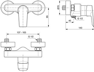 Смеситель для душа Ideal Standard Tesi, хром. A6581AA цена и информация | Смесители | kaup24.ee