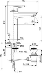 Смеситель для раковины Ideal Standard Tesi Grande, с нижним клапаном, хром. А6563АА цена и информация | Смесители | kaup24.ee