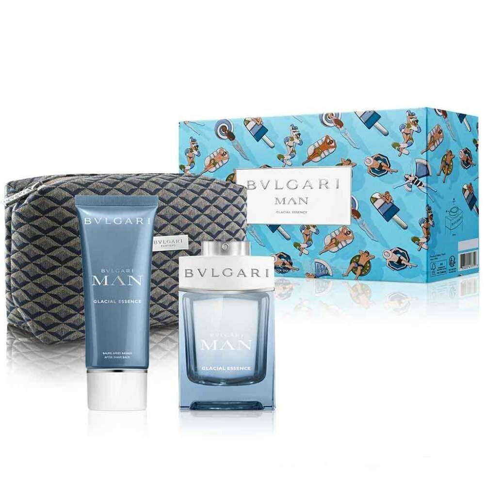 Komplekt Bvlgari Man Glacial Essence Gift Set meestele: parfüümvesi EDP, 100 ml + raseerimisjärgne palsam, 100ml + kosmeetikakott цена и информация | Meeste parfüümid | kaup24.ee