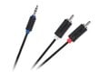 Cabletech Audio Cable 3.5 mm (M) -> 2 x RCA (M) 1.8m Black цена и информация | Kaablid ja juhtmed | kaup24.ee