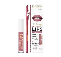 Матовая помада для губ Eveline Oh My Lips Liquid Matt Lipstick, 4,5 мл + карандаш для губ Contour Lip Liner 13 Brownie Biscotti цена и информация | Помады, бальзамы, блеск для губ | kaup24.ee
