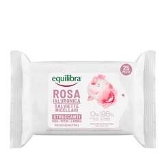 Салфетки ​для снятия макияжа с розой с гиалуроновой кислотой Equilibra Rosa Regenerating Micellar Make-Up Remover Wipes, 25 шт. цена и информация | Аппараты для ухода за лицом | kaup24.ee