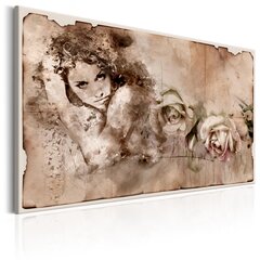 Pilt – Retro Style: Woman and Roses 120x80 cm hind ja info | Seinapildid | kaup24.ee