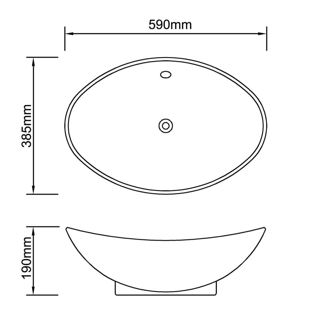 Luksuslik keraamiline ovaalne valamu must 59 x 38,5 cm hind ja info | Kraanikausid, valamud | kaup24.ee