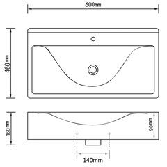 Luksuslik keraamiline kandiline valamu valge 60 x 32 cm hind ja info | Kraanikausid, valamud | kaup24.ee