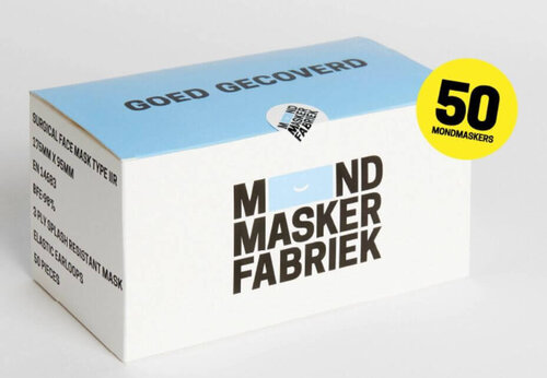 Ühekordne meditsiiniline mask (3 kihti, 50 tk) "Mond masker fabriek" hind ja info | Esmaabi | kaup24.ee