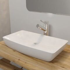 Luksuslik keraamiline kraanikauss ristkülikukujuline valge 71 x 39 cm hind ja info | Kraanikausid, valamud | kaup24.ee