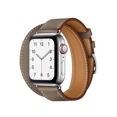 Double Tour Кожаный ремешок для Apple Watch – Etoupe 42/44/45мм цена и информация | Аксессуары для смарт-часов и браслетов | kaup24.ee