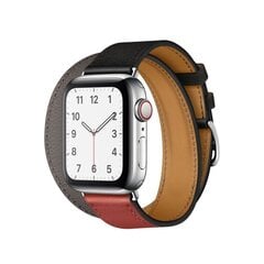 Double Tour Кожаный ремешок для Apple Watch – Noir Etain 38/40/41мм цена и информация | Аксессуары для смарт-часов и браслетов | kaup24.ee