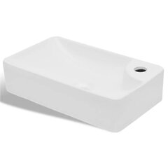 Valge keraamiline kraanikauss vannituppa äravooluavaga цена и информация | Раковины | kaup24.ee