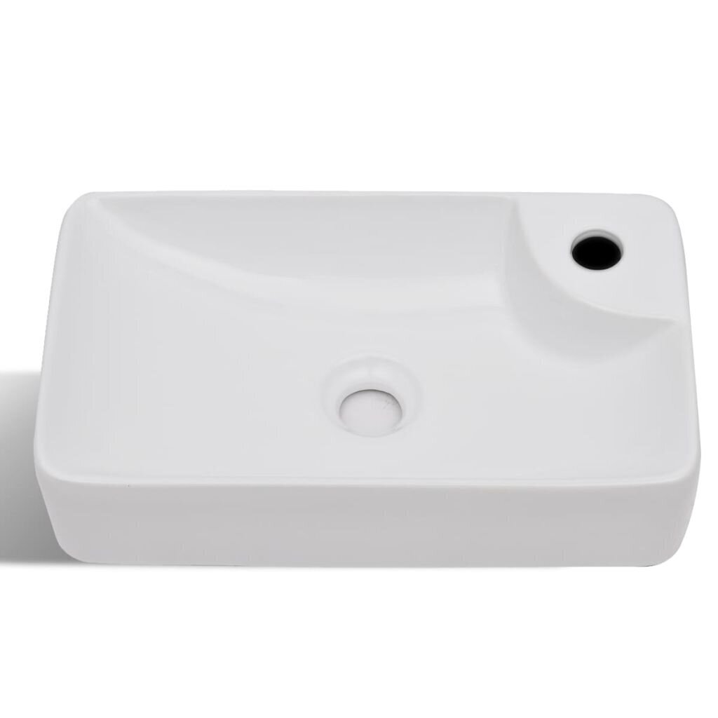 Valge keraamiline kraanikauss vannituppa äravooluavaga цена и информация | Kraanikausid, valamud | kaup24.ee