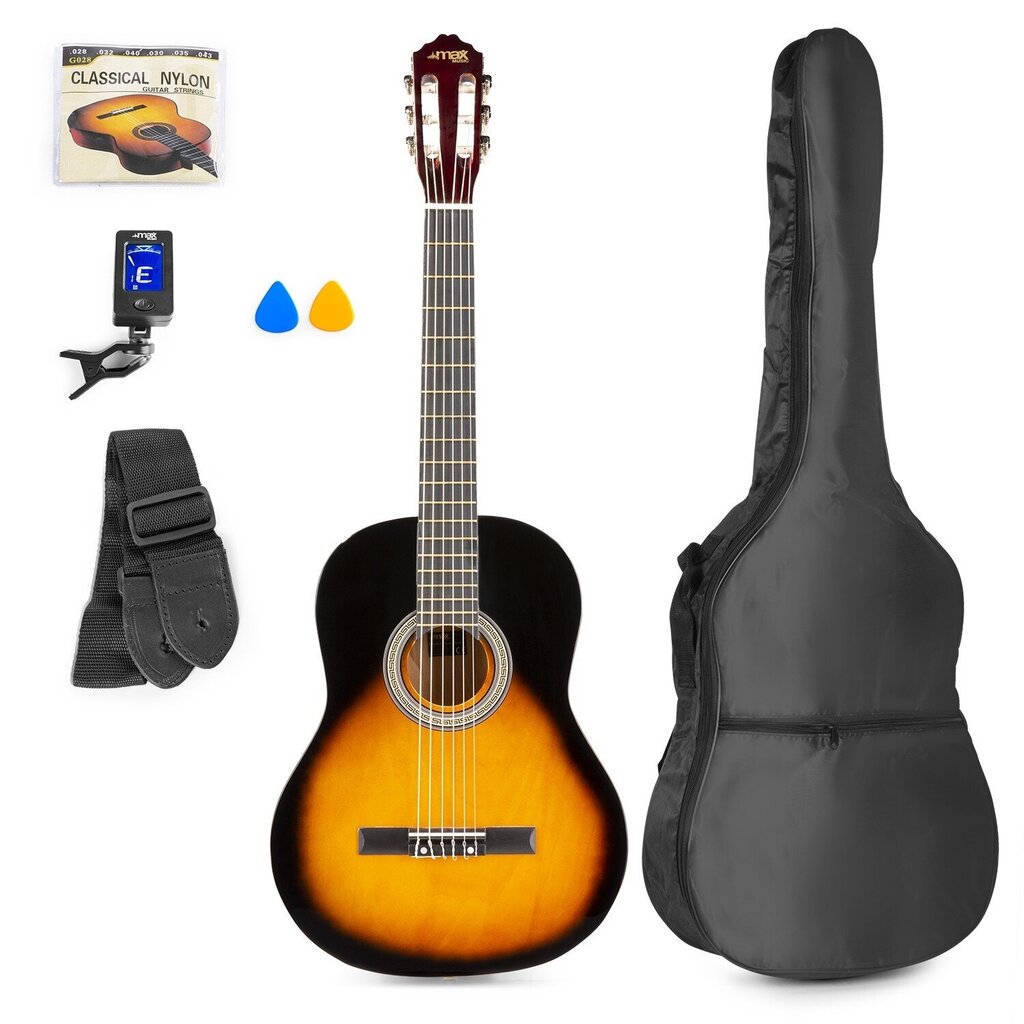 MAX SoloArt klassikalise kitarri sunburst - komplekt hind ja info | Kitarrid | kaup24.ee
