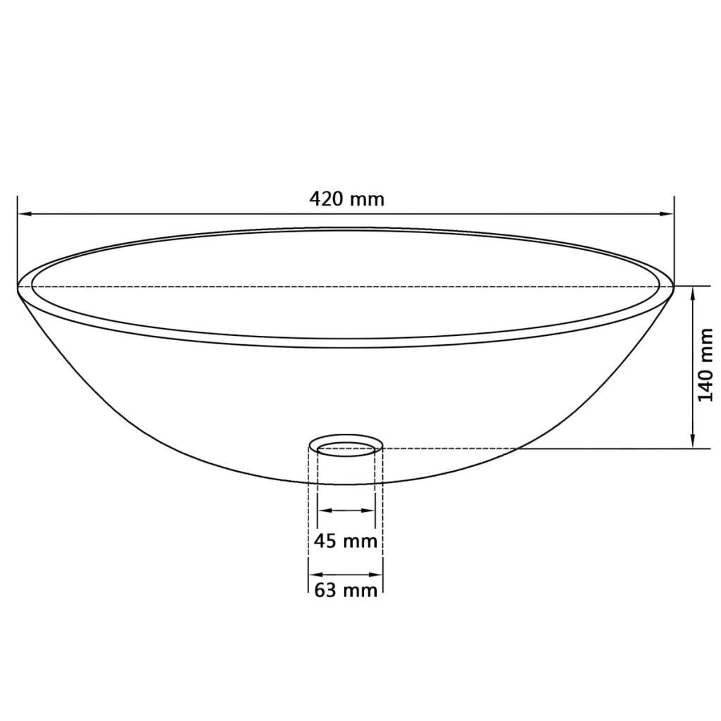 Valamu karastatud klaasist vidal XL, 42 cm, läbipaistev hind ja info | Kraanikausid, valamud | kaup24.ee