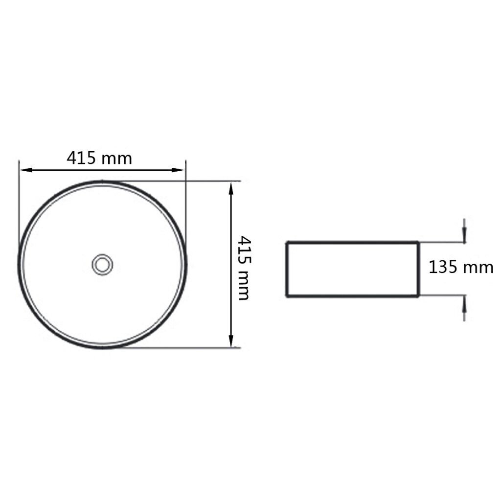 Ümar keraamiline valamu 41,5 x 13,5 cm valge hind ja info | Kraanikausid, valamud | kaup24.ee