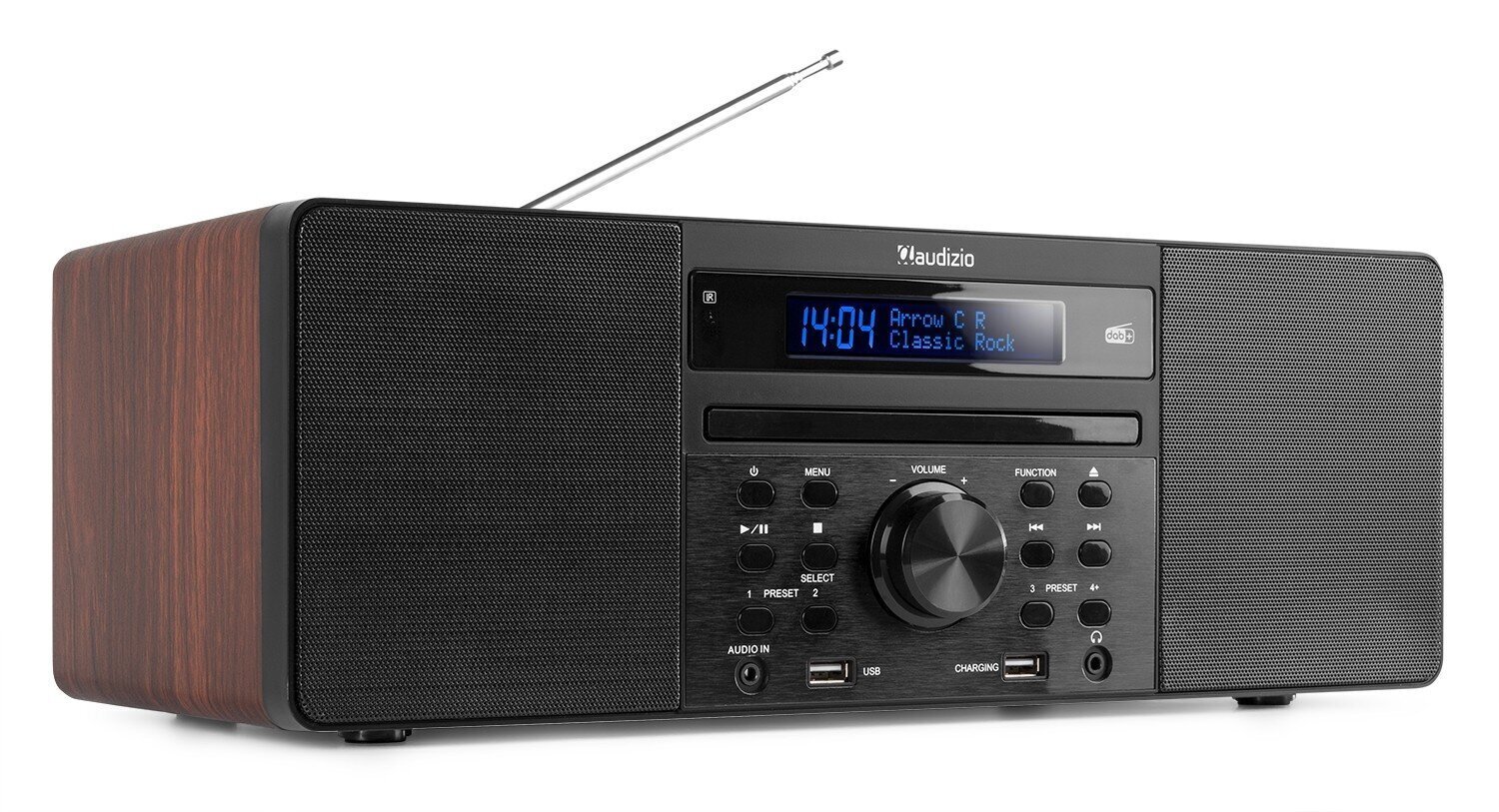 Audizio Prato muusikakeskus CD/DAB+/FM/USB/BT Brown hind ja info | Muusikakeskused | kaup24.ee