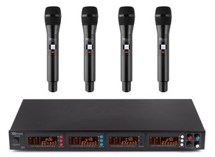 PD504H 4x 50-kanaliline UHF juhtmevaba mikrofoni komplekt koos 4 käeshoitava mikrofoniga hind ja info | Mikrofonid | kaup24.ee