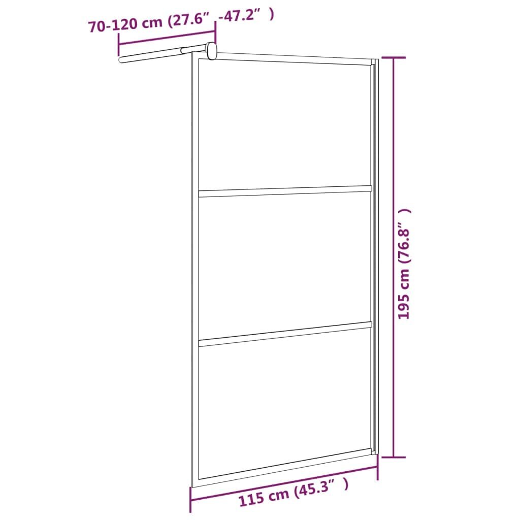 vidaXL dušinurga sein, 115 x 195 cm tume ESG-klaas, must hind ja info | Dušikabiinide uksed ja seinad | kaup24.ee