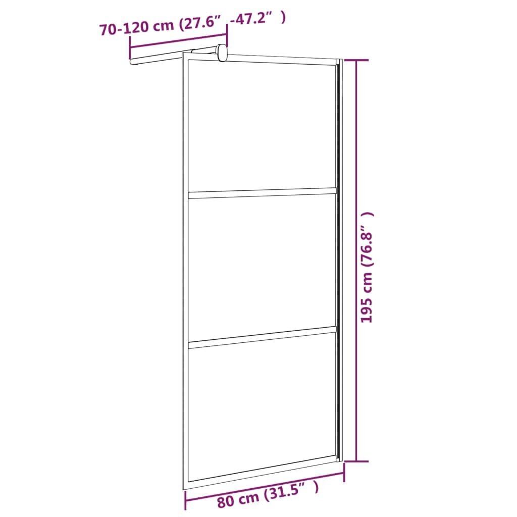 vidaXL dušinurga sein, 80 x 195 cm, tume ESG-klaas, must цена и информация | Dušikabiinide uksed ja seinad | kaup24.ee