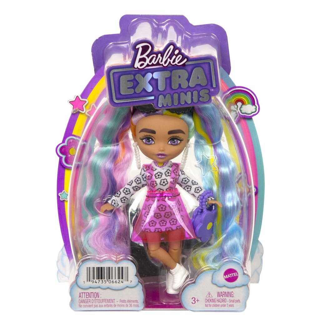 Barbie® Extra Mini nukk vikerkaarevärvilised patsid HHF82 hind ja info | Tüdrukute mänguasjad | kaup24.ee