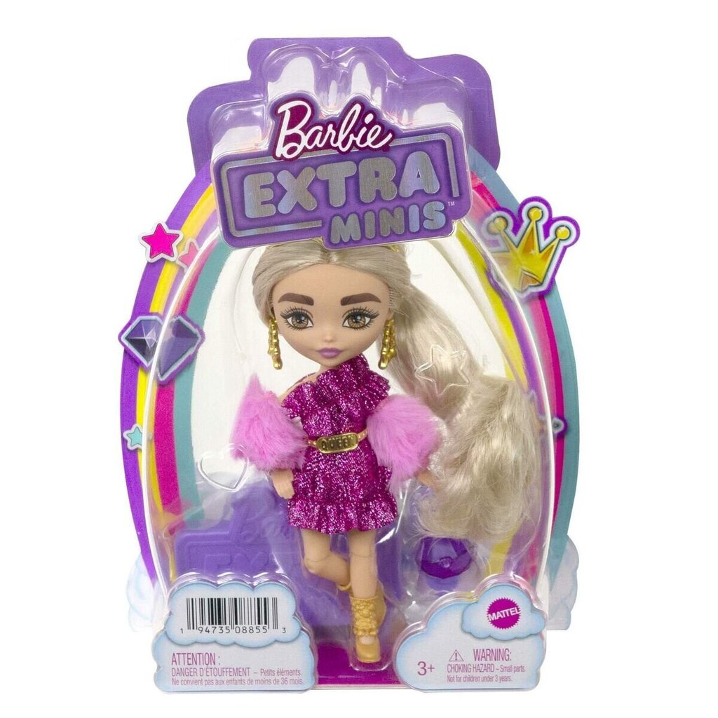 Barbie® Extra Mini nukk kuldse krooniga HJK67 hind ja info | Tüdrukute mänguasjad | kaup24.ee