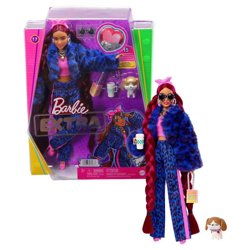 Barbie® Extra nukk sinine leopardikostüümis HHN09 hind ja info | Tüdrukute mänguasjad | kaup24.ee