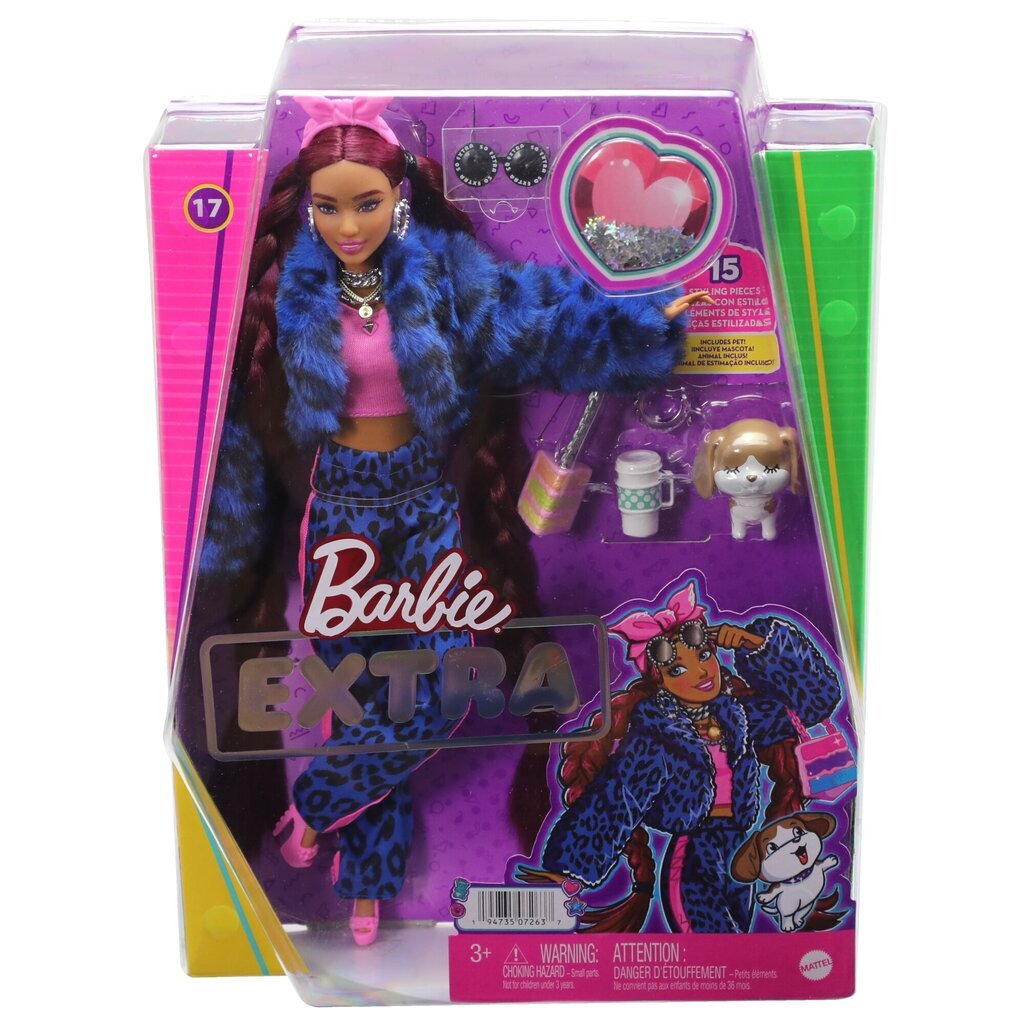 Barbie® Extra nukk sinine leopardikostüümis HHN09 hind ja info | Tüdrukute mänguasjad | kaup24.ee