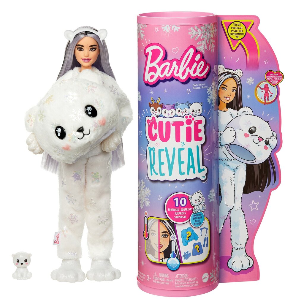 Barbie® Cutie Reveal Lumesära üllatusnukk - Jääkaru HJL64 hind ja info | Tüdrukute mänguasjad | kaup24.ee