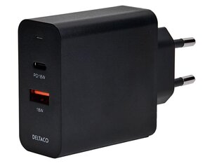 Deltaco USB 1x USB-C PD 18 W, 1x USB-A 18 W, 36 W hind ja info | Mobiiltelefonide laadijad | kaup24.ee