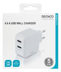 Deltaco USB 2x USB-A 2,4 A USB-AC175 hind ja info | Deltaco Mobiiltelefonid, foto-, videokaamerad | kaup24.ee