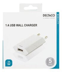 Deltaco USB, 1 A, 5 W hind ja info | Deltaco Mobiiltelefonid, foto-, videokaamerad | kaup24.ee