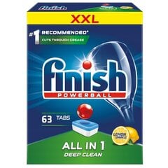 Finish Powerball All In 1 Max sidruni nõudepesutabletid nõudepesumasinatele, 63 tk hind ja info | Nõudepesuvahendid | kaup24.ee