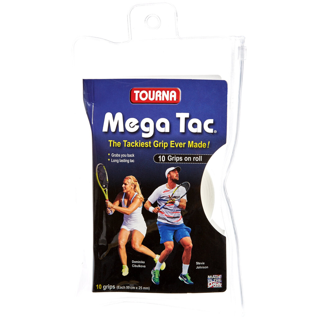 Tennisereketi kaepide TOURNA MEGA TAC XL, 10 tk, Valge (MT-10XL-W) hind ja info | Välitennise tooted | kaup24.ee