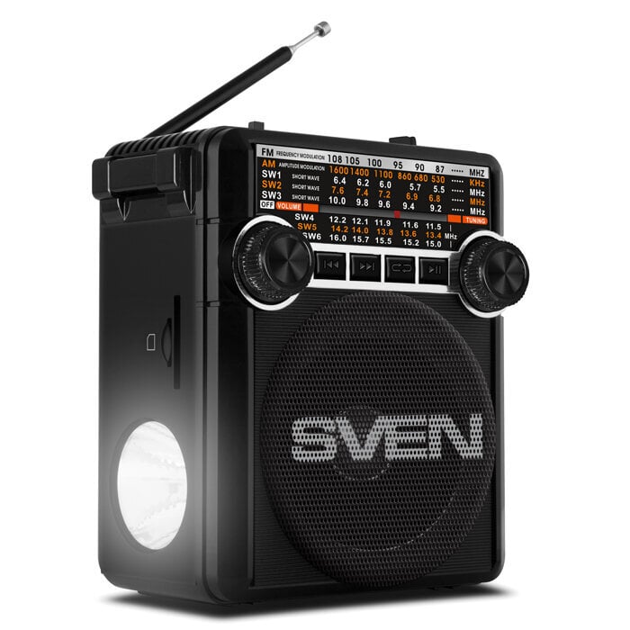 Taskulambiga raadio Sven SRP-355 Must цена и информация | Raadiod ja äratuskellad | kaup24.ee