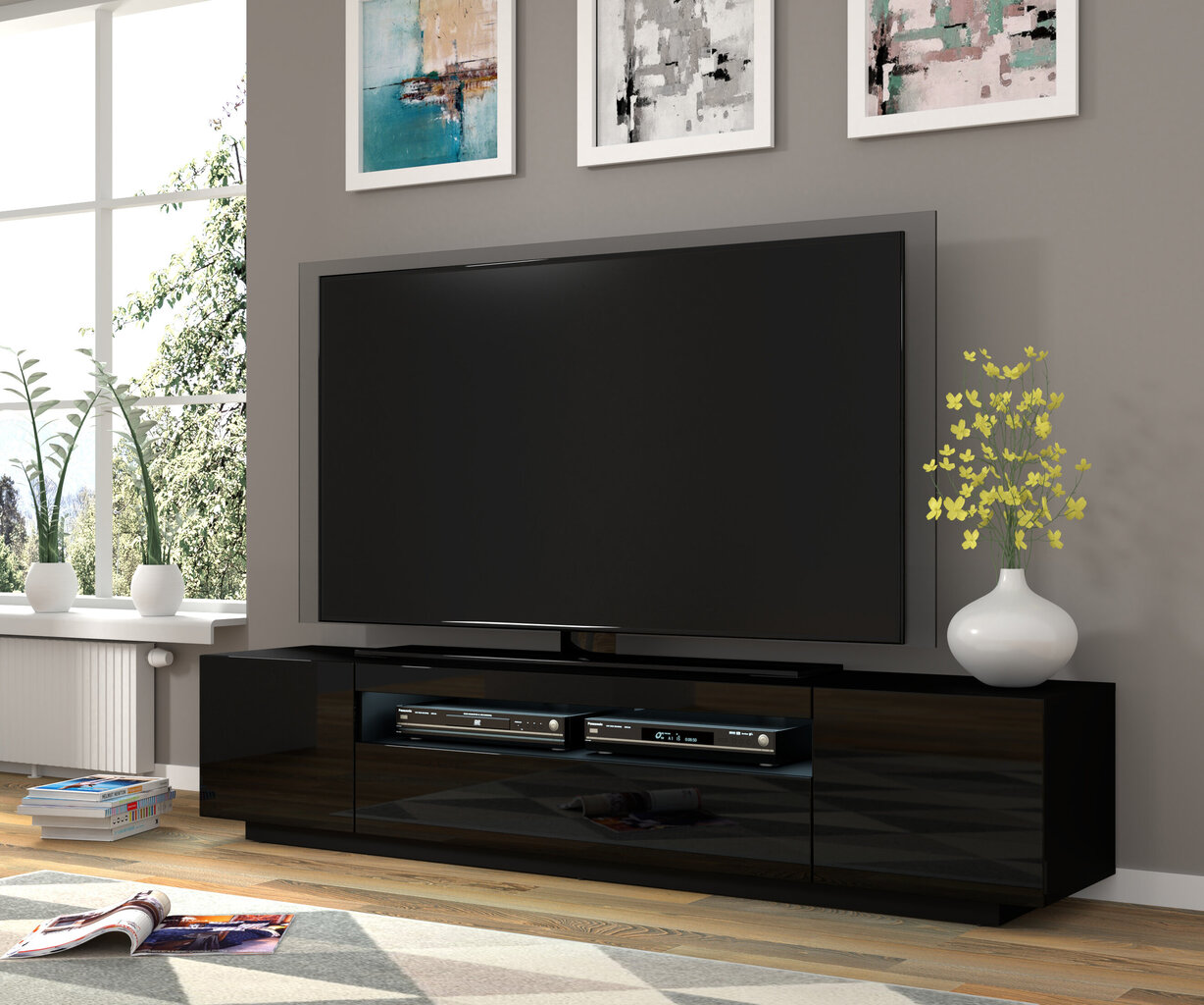 TV-laud Aura 200 must LED цена и информация | TV alused | kaup24.ee