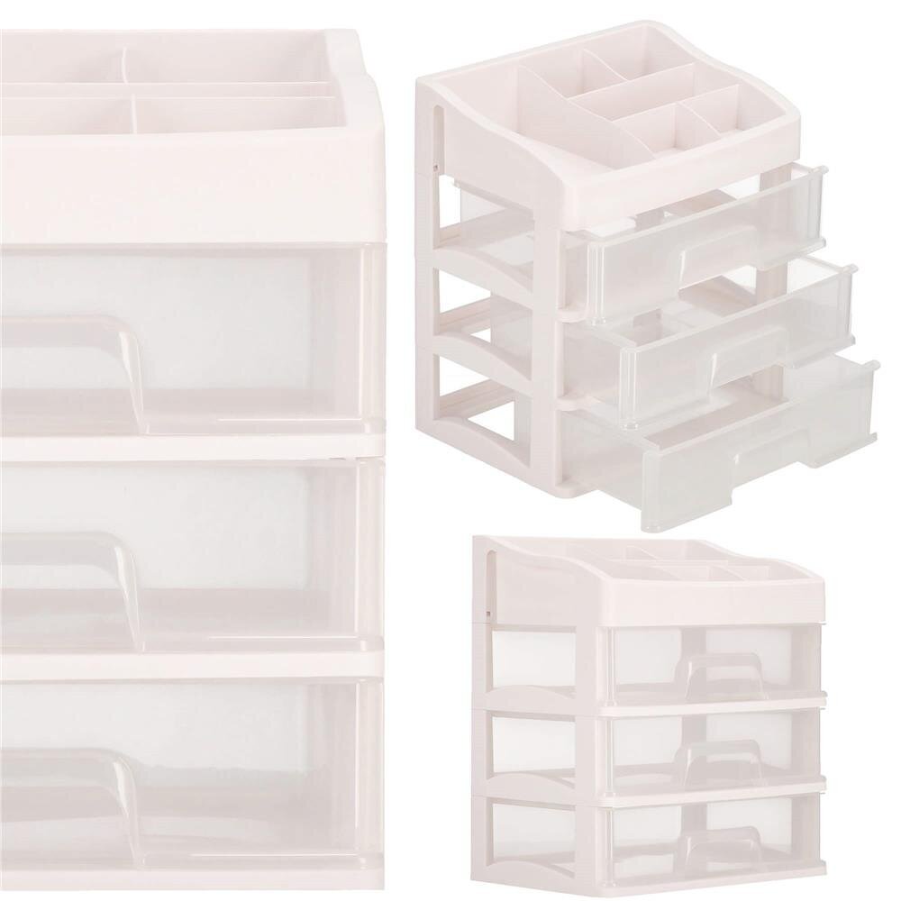 Kosmeetikakarp BEAUTY BOX 3 DRAWERS OPEN CREAM hind ja info | Meigikotid, lauapeeglid | kaup24.ee