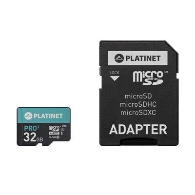 PLATINET microSDHC Secure Digital + adapter SD 32GB klass 10 UI 70MB/s hind ja info | USB jagajad, adapterid | kaup24.ee