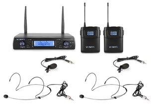 VONYX WM62B UHF 16-kanaliline juhtmeta mikrofoni komplekt koos 2 saatjaga цена и информация | Микрофоны | kaup24.ee