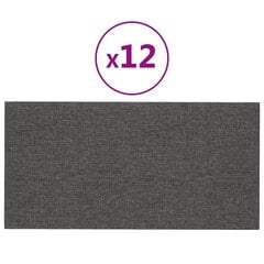 vidaXL seinapaneelid 12 tk, tumehall, 30 x 15 cm, kangas, 0,54 m² hind ja info | Lae-, seinakaunistus elemendid | kaup24.ee