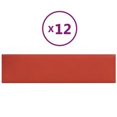 vidaXL seinapaneelid 12 tk, punane, 60 x 15 cm, kunstnahk, 1,08 m² hind ja info | Lae-, seinakaunistus elemendid | kaup24.ee