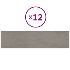 vidaXL seinapaneelid 12 tk, helehall, 60 x 15 cm, samet, 1,08 m² hind ja info | Lae-, seinakaunistus elemendid | kaup24.ee
