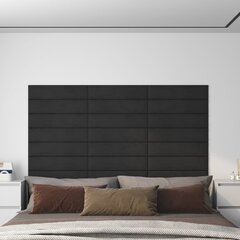 vidaXL seinapaneelid 12 tk, must, 60 x 15 cm, samet, 1,08 m² hind ja info | Lae-, seinakaunistus elemendid | kaup24.ee