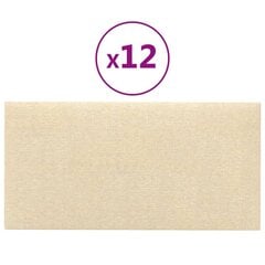 vidaXL seinapaneelid 12 tk, kreemjas, 60 x 30 cm, kangas, 2,16 m² цена и информация | Элементы декора для стен, потолка | kaup24.ee