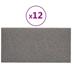 vidaXL seinapaneelid 12 tk, helehall, 60 x 30 cm, kangas, 2,16 m² hind ja info | Lae-, seinakaunistus elemendid | kaup24.ee