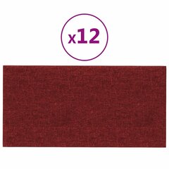 vidaXL seinapaneelid 12 tk, veinipunane, 60 x 30 cm, kangas, 2,16 m² hind ja info | Lae-, seinakaunistus elemendid | kaup24.ee